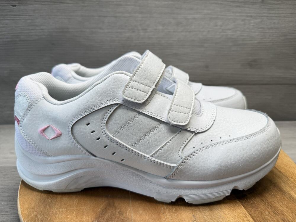 APEX V952W Double Strap Walker White Leather Sneaker Shoes Womens 10 Wide
